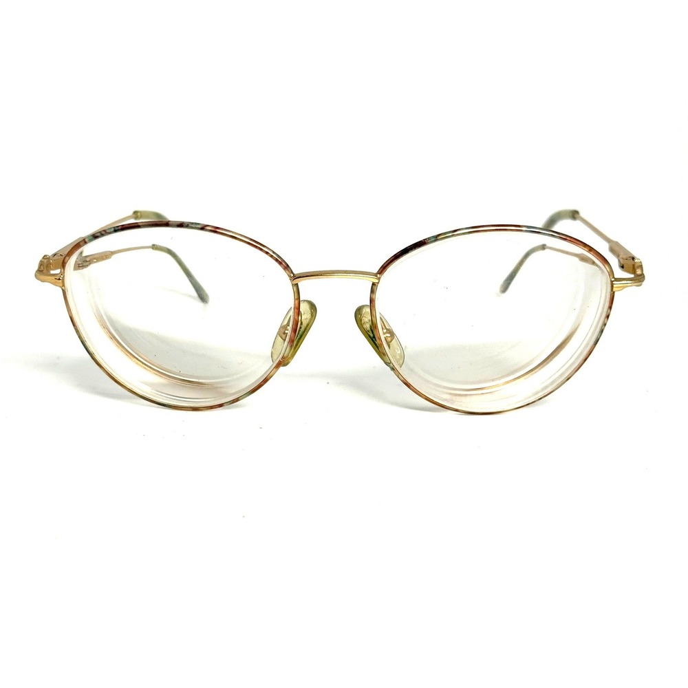 Gucci Vintage Gold Metal Oval Eyeglass Frames Detail Italy 23530